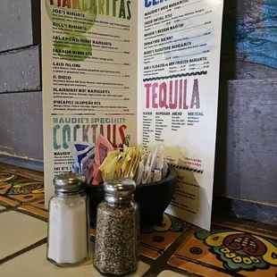 Drink menu
