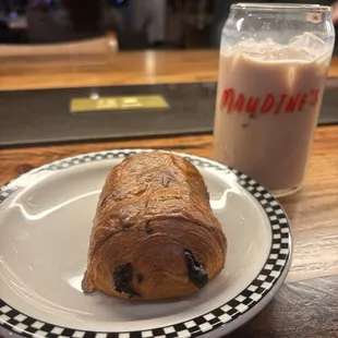chocolate croissant and Ginger Spiced Chai