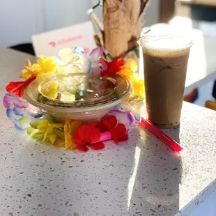 Sesame seared tuna and jasmine rice poke bowl &amp; a coffee milk tea with a little bit of boba