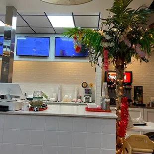 a surfboard hanging from the ceiling