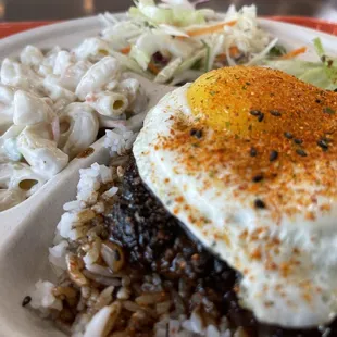 Loco moco with togarashi sprinkled on top