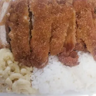 Katsu Chicken combo w/steam rice and Macaroni salad.