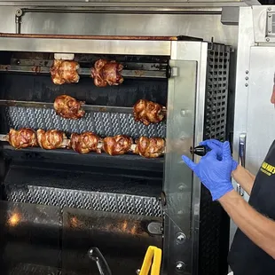 Owner Mike and the chickens!