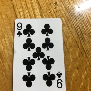 Rather than taking your name or giving you a number when your order is ready they give you a playing card. Fun and unique touch.
