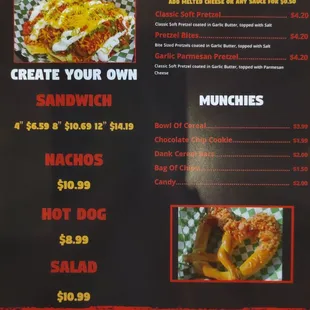 One side of the menu