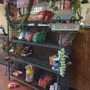 Display rack next to the service counter