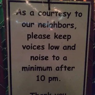 a sign posted to the public
