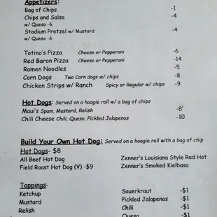 Current menu as of 8/20/24