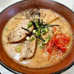 Black tonkotsu ramen, 6/10. Not bad for airport ramen!