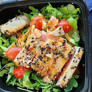 Furikake Crusted Ahi Salad $22.99 + tax. September 2024