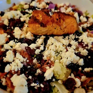 Brussel Sprout Salad with Salmon