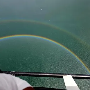 Double Rainbow below us.  Oahu, Hawaii Helicopter Tour.