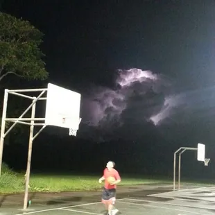 Cold and stormy...I'm lovin the red...still got game...:) Aloha!