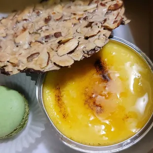 a pastry and a macaron