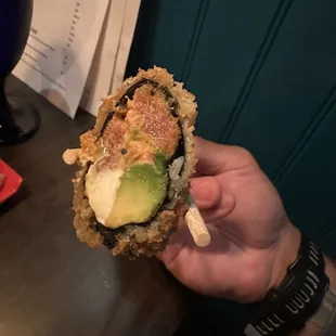 Inside the crispy spicy tuna roll