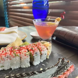 Fiery flounder, sushi