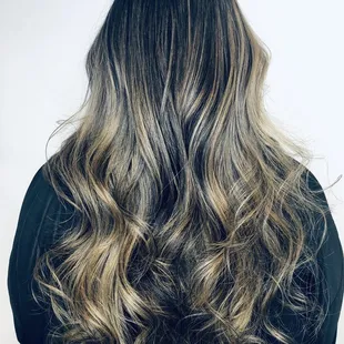 Balayage on natural level 4 virgin hair. Victoria is at MOA Salon