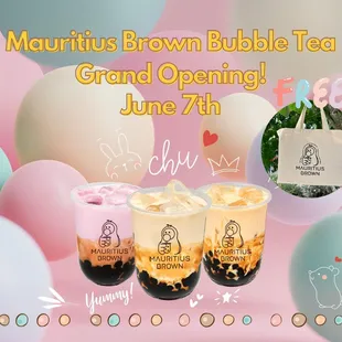 Mauritius Brown Bubble Tea Grand Opening!

Join us on June 7th for the unveiling of a new bubble tea paradise!