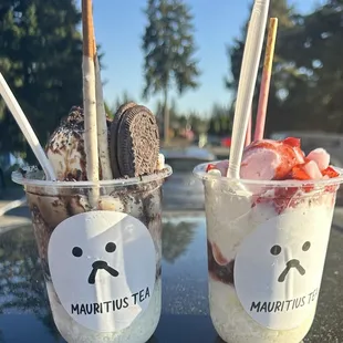 Oreo Shave Ice and Strawberry Shave Ice