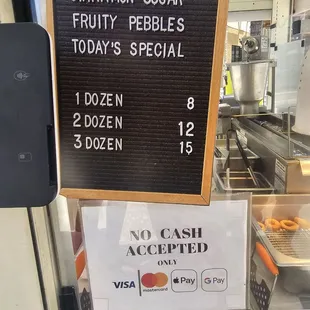 Menu and payment options