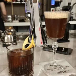 A thousand miles (left) and espresso martini (right)