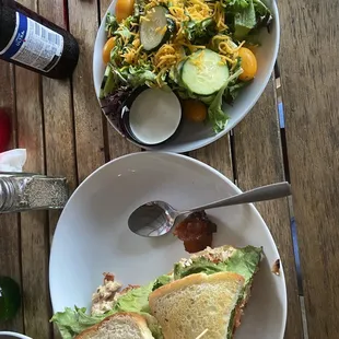Chicken Salad Sandwich with chef Salad