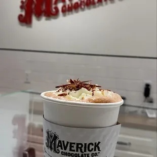 Hot dark chocolate drink