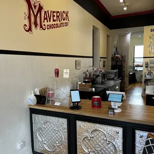 the front counter of the store