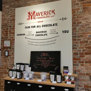 Christmas menu board at Maverick Chocolate Co.