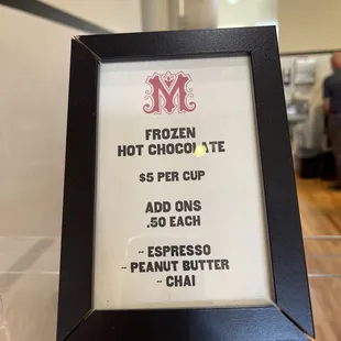 Frozen hot chocolate