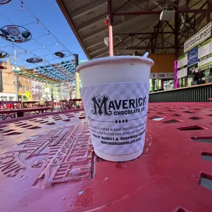 Finley market with hot chocolate