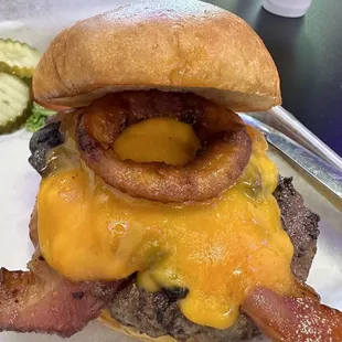 Touchdown Burger. Really good! (Mushroom and onion are under the cheese)