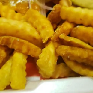 a basket of fries and a hot dog