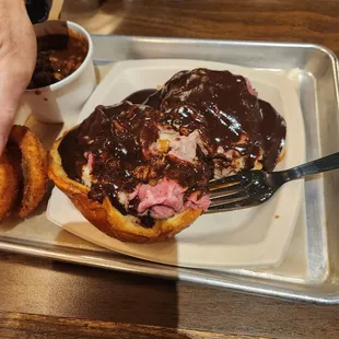 open face roast beef Awesome!  Just got home going to take a nap :)!!!