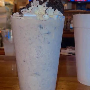 Oreo Milk Shake with light whip and crushed Oreos