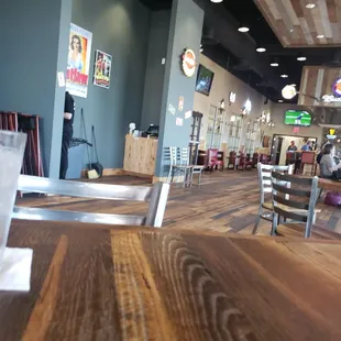 Wide open with vintage decor.