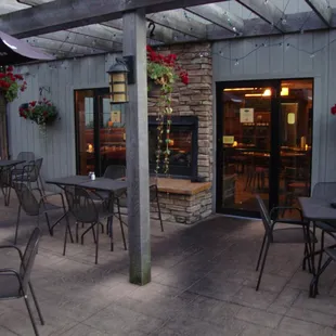 Outside patio, facing the dining room area.