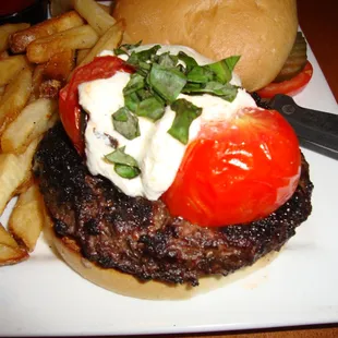 Roasted Tomato and Goat Cheese Burger