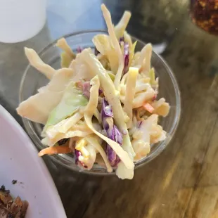 Cole slaw comes with the large entrees