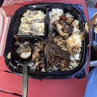 Brown Stew Chicken Island Cole Slaw White Rice