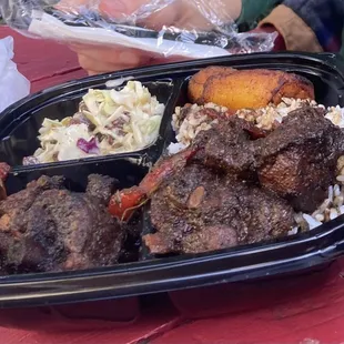 Brown Stew Chicken White Rice Island Cole Slaw