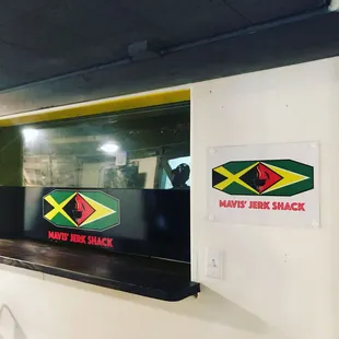  window with a jamaican flag on it