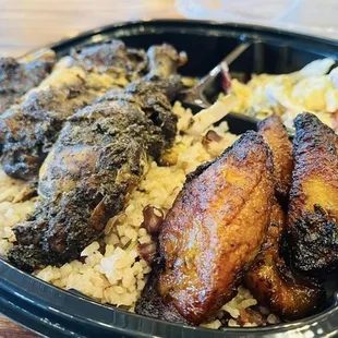  tray of meat and rice