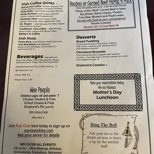 St. Patrick's Day Menu