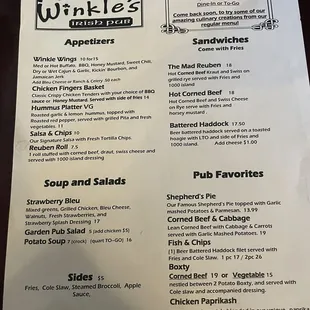 St Patrick's Day menu