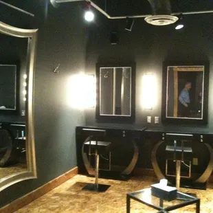 The brides room complete with hair dresser chairs.