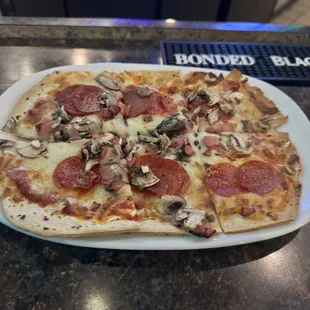 Meat Lovers Flatbread mushrooms
