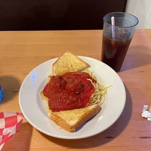 Thursday special! Spaghetti and meatballs with garlic bread $9.99!