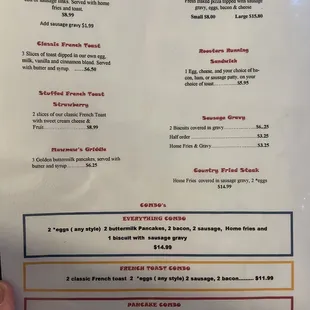 menu for maw maw's diner