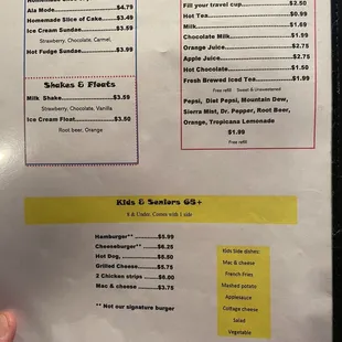 menu for maw maws diner